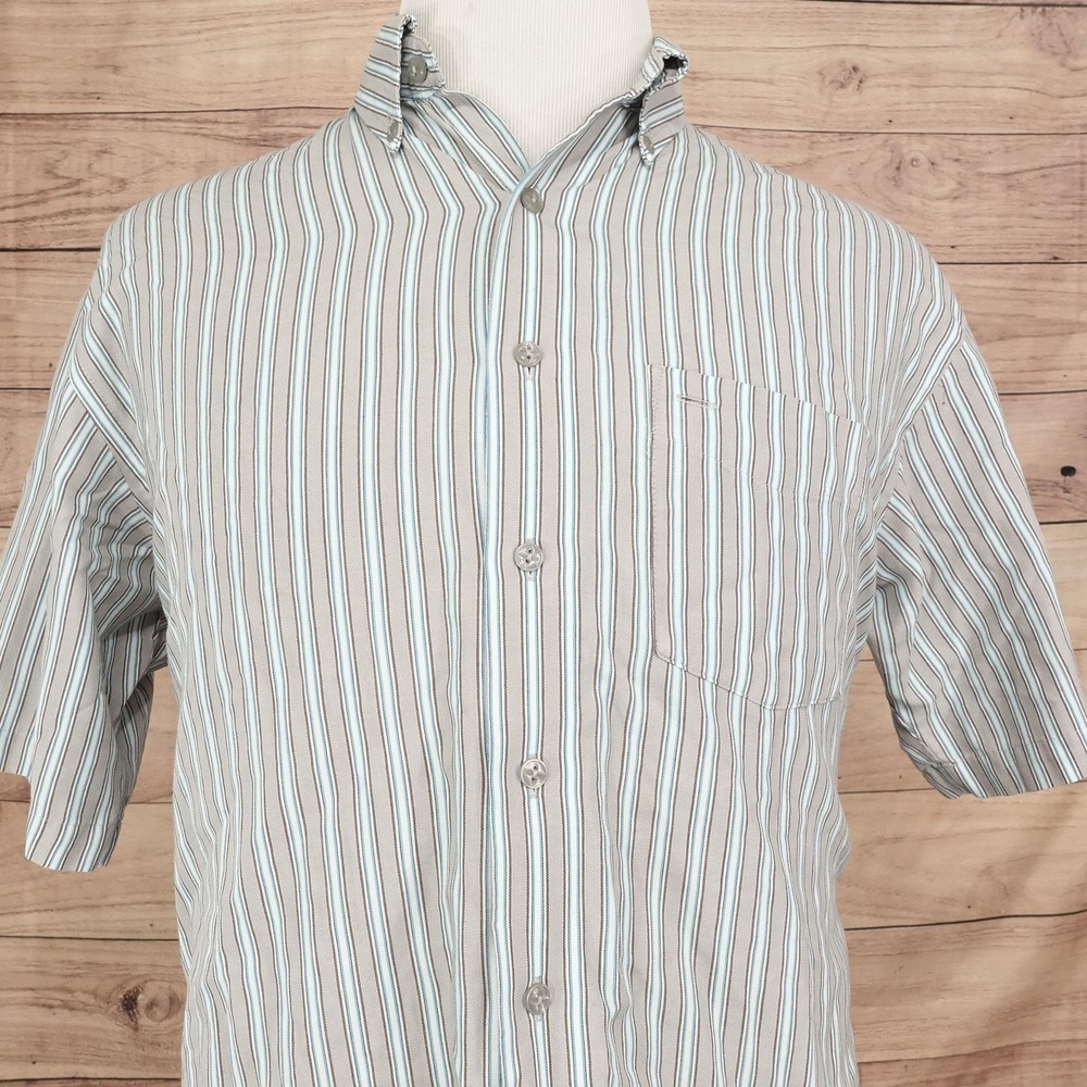 Van Heusen Studio Dress Shirt Mens M 15-15.5 Regular Fit Striped Wrinkle Free